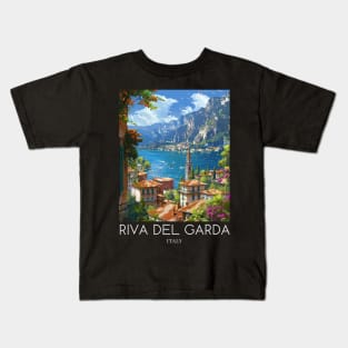 A Pop Art Travel Print of Riva del Garda - Italy Kids T-Shirt